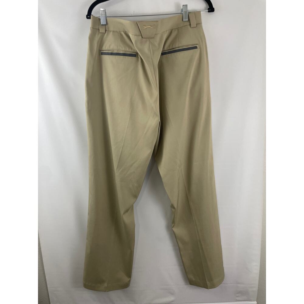 Slazenger Golf Pants Size W34 L30 Flat Front Chino Khaki Beige Zipper Front - Picture 7 of 8